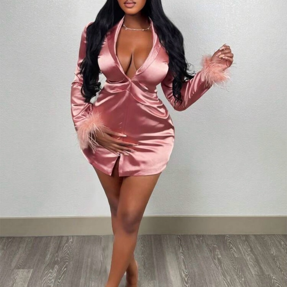 Elegant Pink Satin Dress